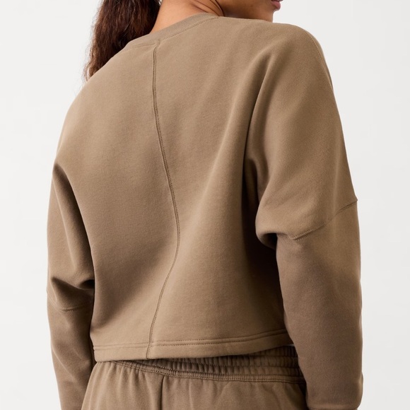 Athleta Cozy taupe/brown cropped sweatshirt - Picture 2 of 5